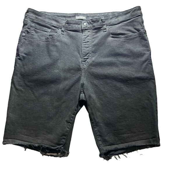 Express slim denim jean shorts cut off style black size 38 - Picture 1 of 13